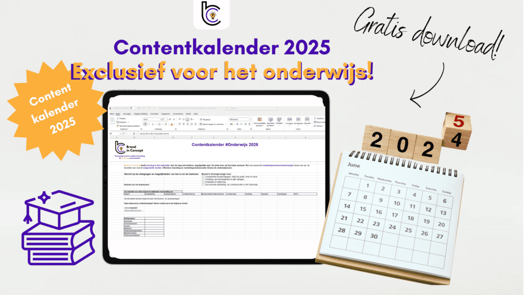 Contentkalender 2025 gratis download Onderwijs Brand in Concept afbeelding