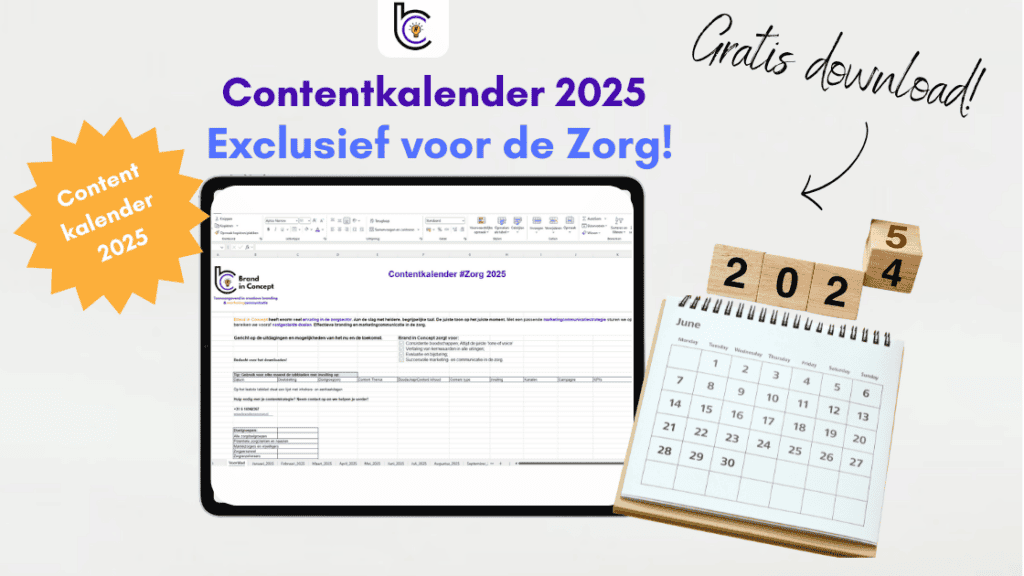 Contentkalender 2025 gratis download Zorg Brand in Concept lr